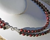 18 inch Pearl Necklace Purple black pearls Hand tied