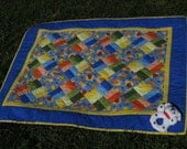 Quilt Owls and Ladybugs Royal Blue with Sunny Yellow Baby Boy or Baby Girl