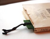 Genuine leather hair hide bookmark with suede cord pull