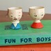 Vintage Italian Wooden Egg Cup Holders Boy and Girl Set of Two