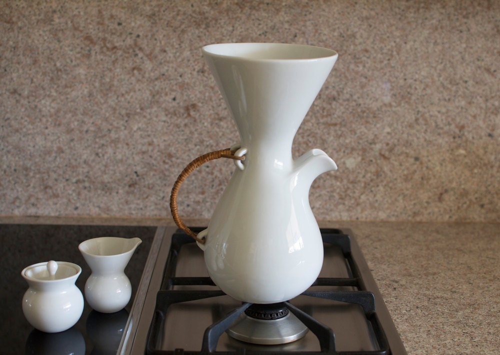 Rare Kenji Fujita for Freeman Lederman Ceramic Coffee Pot/Pitcher Set - Lagardo Tackett Era