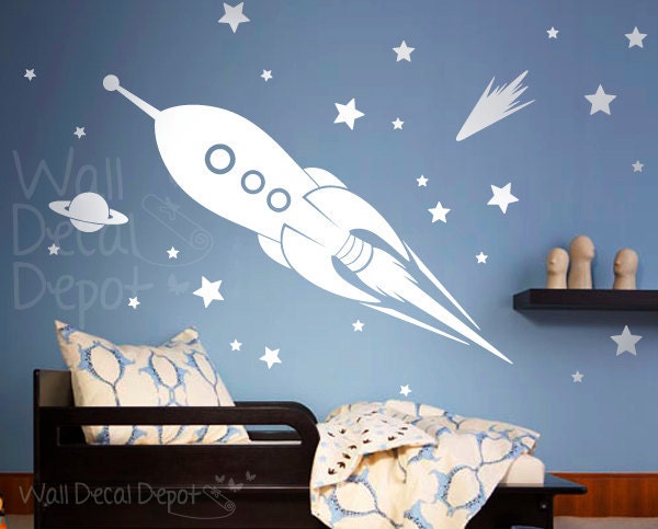 Free Shipping - kid wall decals boy decal - Rocket Ship wall decal - 37