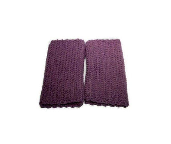 Lilac Ribbed Crochet Fingerless Gloves