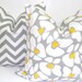 Decorative Pillows Sets.20x20 inch.Pillow Covers.Printed Fabric Front and Back.Yellow and Gray Coordinating Pillows