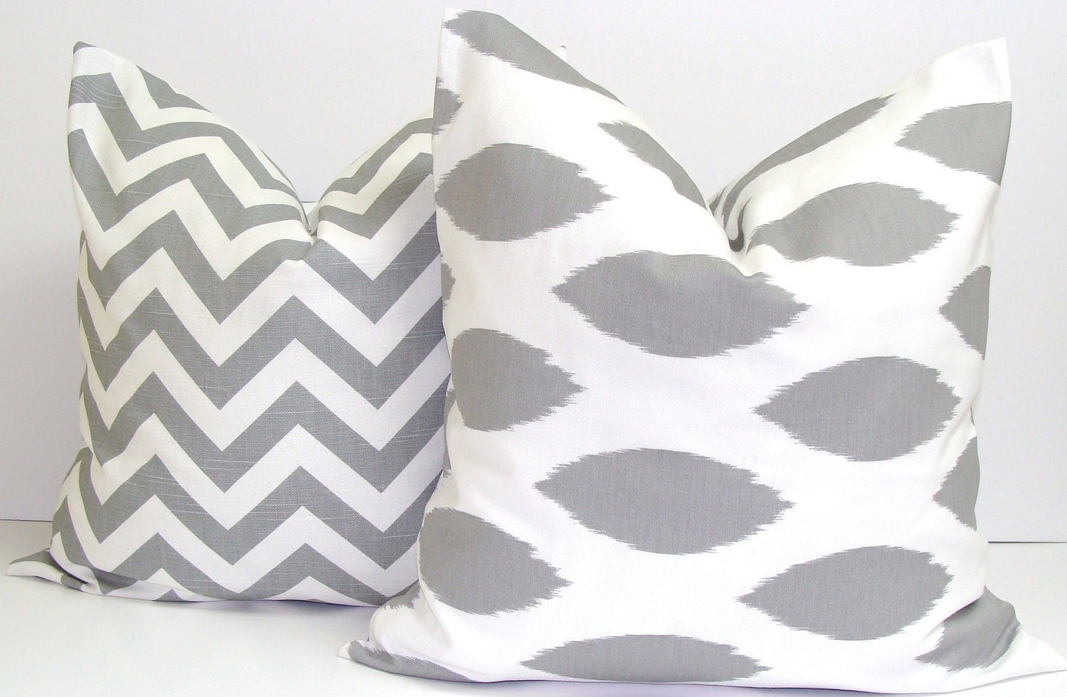 Decorative Pillows Sets.20x20 inch.Pillow Covers.Printed Fabric Front and Back.Yellow and Gray Coordinating Pillows