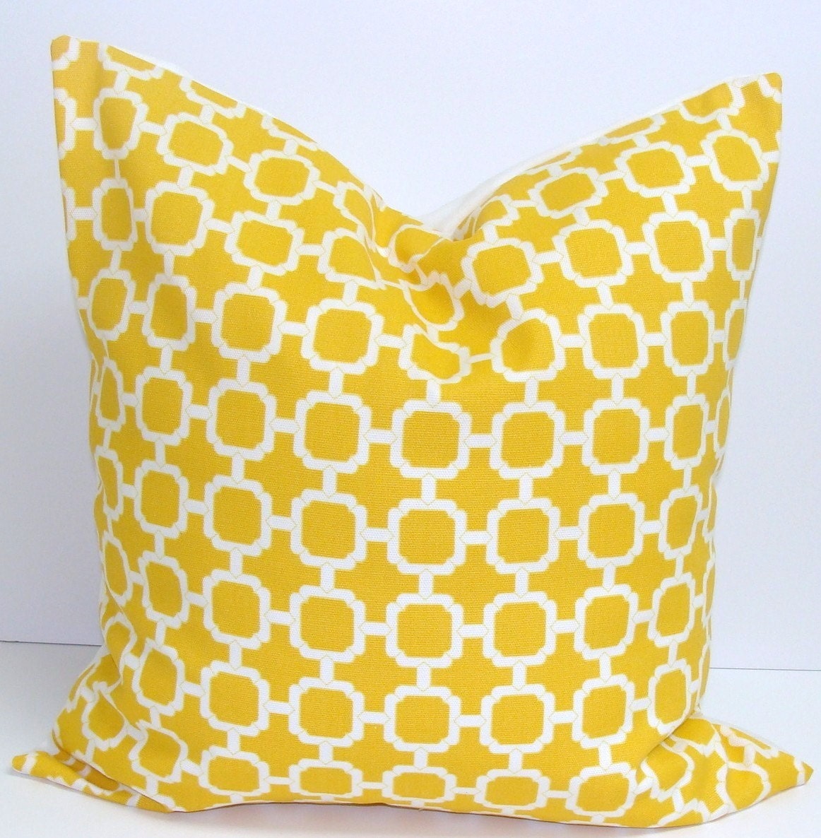 Decorative Pillows Sets.20x20 inch.Pillow Covers.Printed Fabric Front and Back.Yellow and Gray Coordinating Pillows