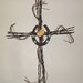 Primitive Rustic South Western Style Cross Rusty Barbed Wire Horseshoe Natural Turquoise and Orange Stone