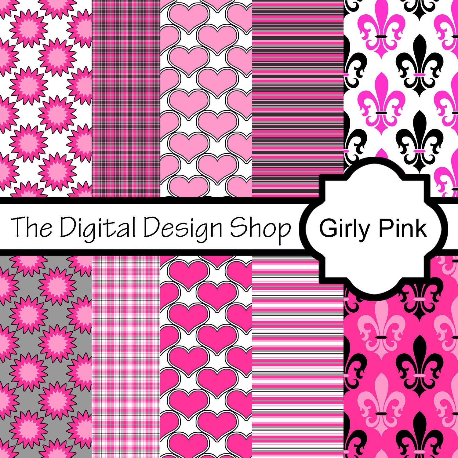 Digital Scrapbook Paper For Personal & Commercial Use - Girly Pink  108