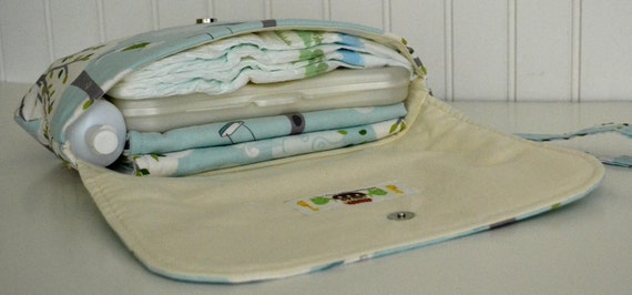 Diaper and Changing Pad All-In-One - Michael Miller Swing Baby Collection, modern, tree, baby, nursery