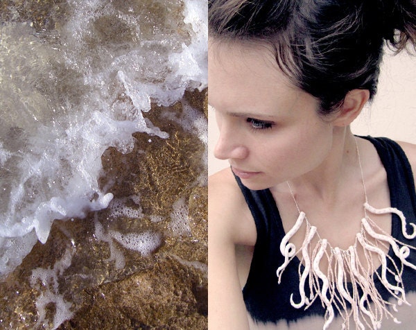 Octopus Tentacle Necklace - Sirens Song - Elaborate Beaded Shell with Vintage Glass