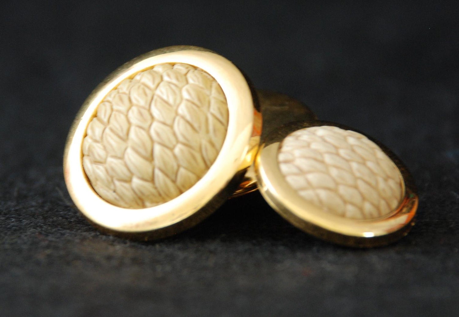 9 Vintage gold and cream button set  -  shank style 2 sizes