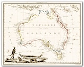 New Holland - Vintage Map of Australia from 1812,  printed on 12x16'' (30x40cm) on Fine Art Canvas - DejaVuPrintStore