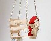 Wooden handmade swing Red