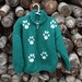 Vintage handknit kitty cat and mouse zip up sweater-children size 6-8