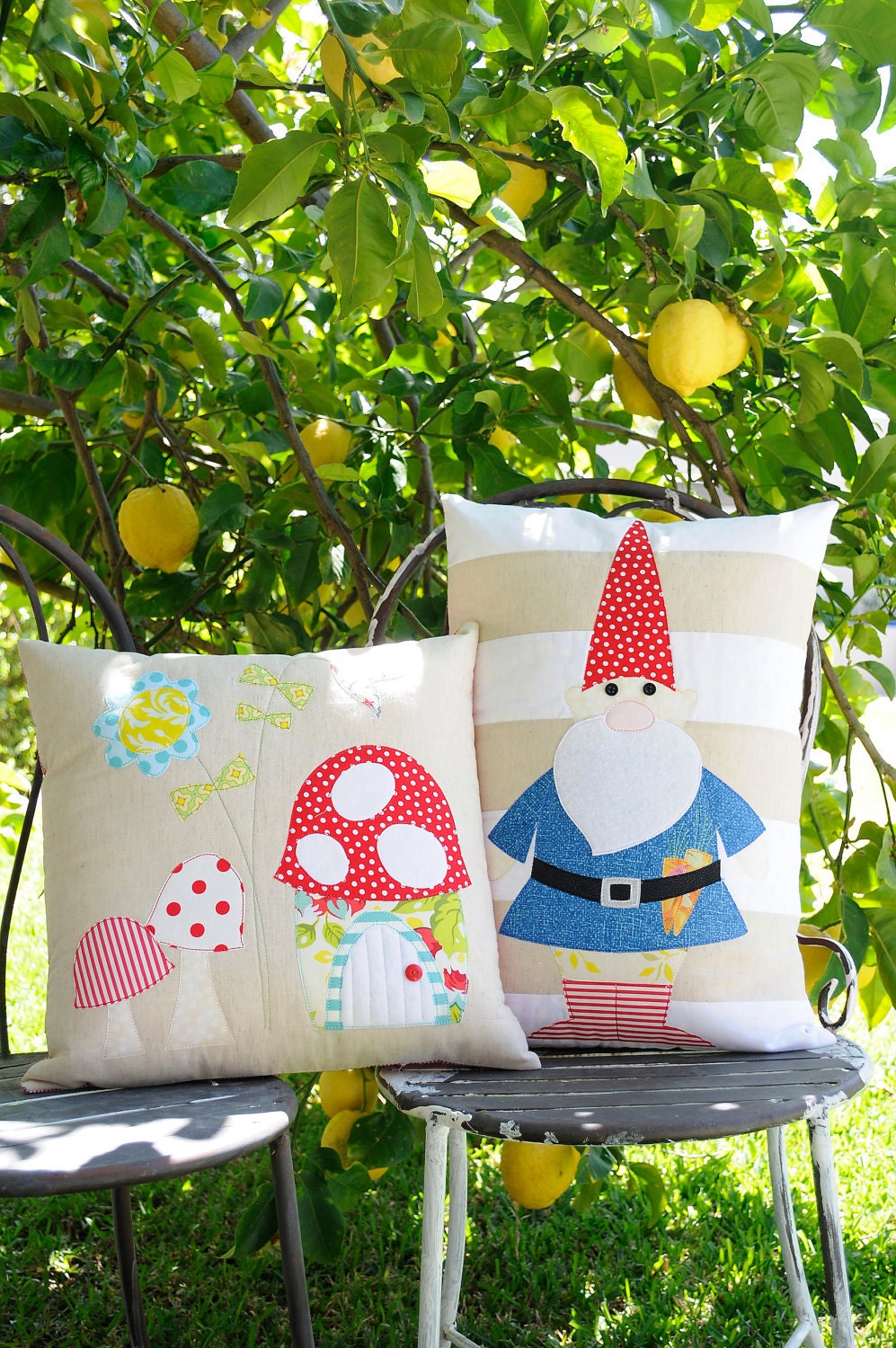 Rosies Garden & the Gnome Applique cushion Patterns