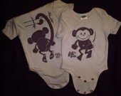 Mommys little monkey, with jazz hands ,Bamboo, Onesie,    ,8.5 oz. - printed Brown(front & back), very cute.