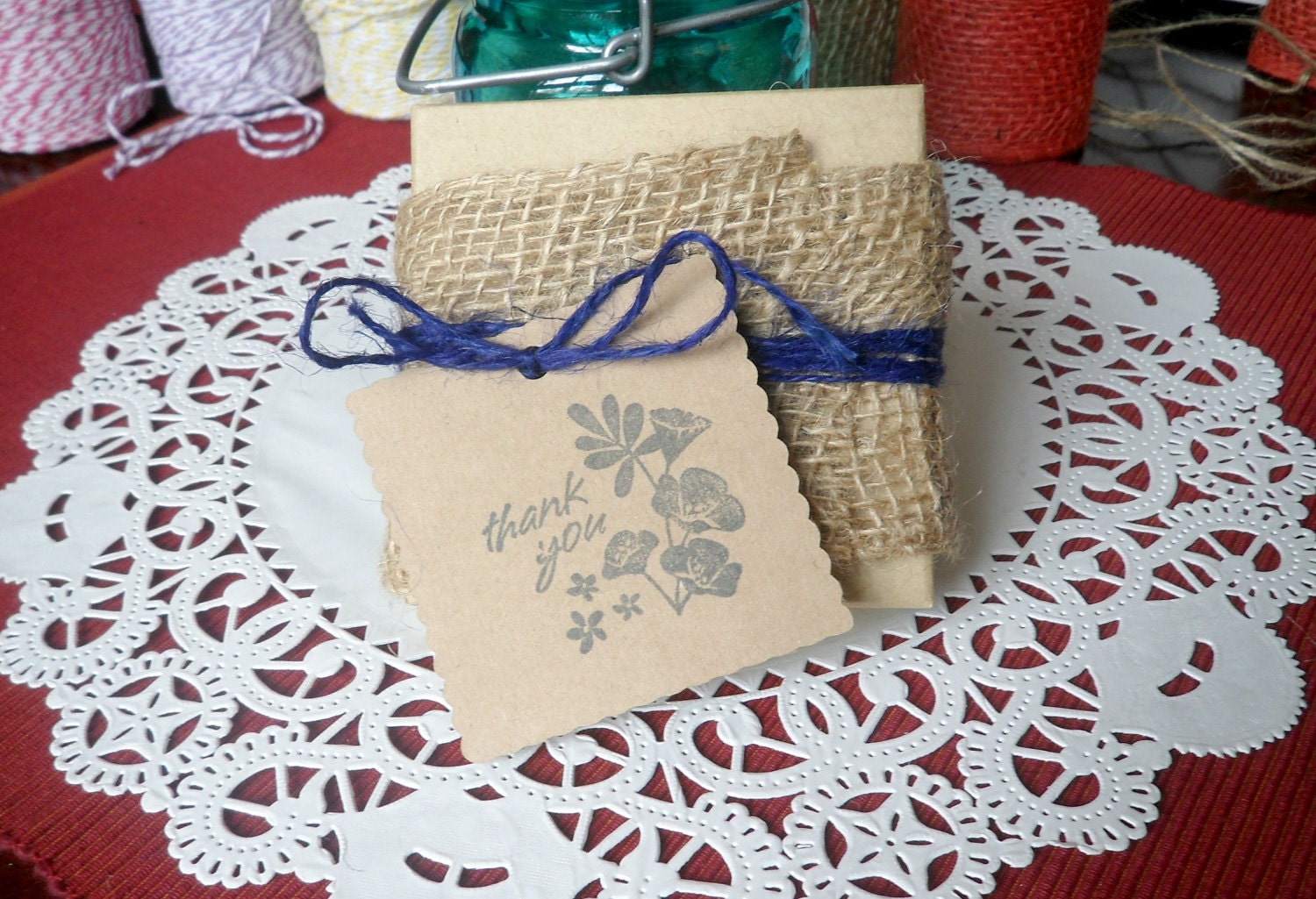 Hand Stamped Thank You Kraft Tags - Set of 8