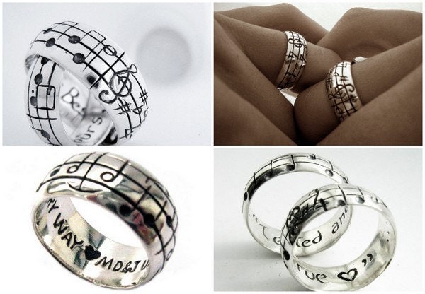 Your Song Wedding Rings - Any Song - One of a Kind - Sterling Silver - Personalized Wedding Bands- Unique Design - Rickson Jewellery