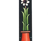 Original Linocut of Flower in Clay Pot By Ken Swanson