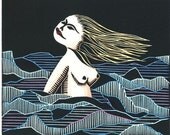 Original Linocut "Against All Odds" By Ken Swanson