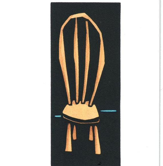 Original Linocut of Roundtop Chair By Ken Swanson