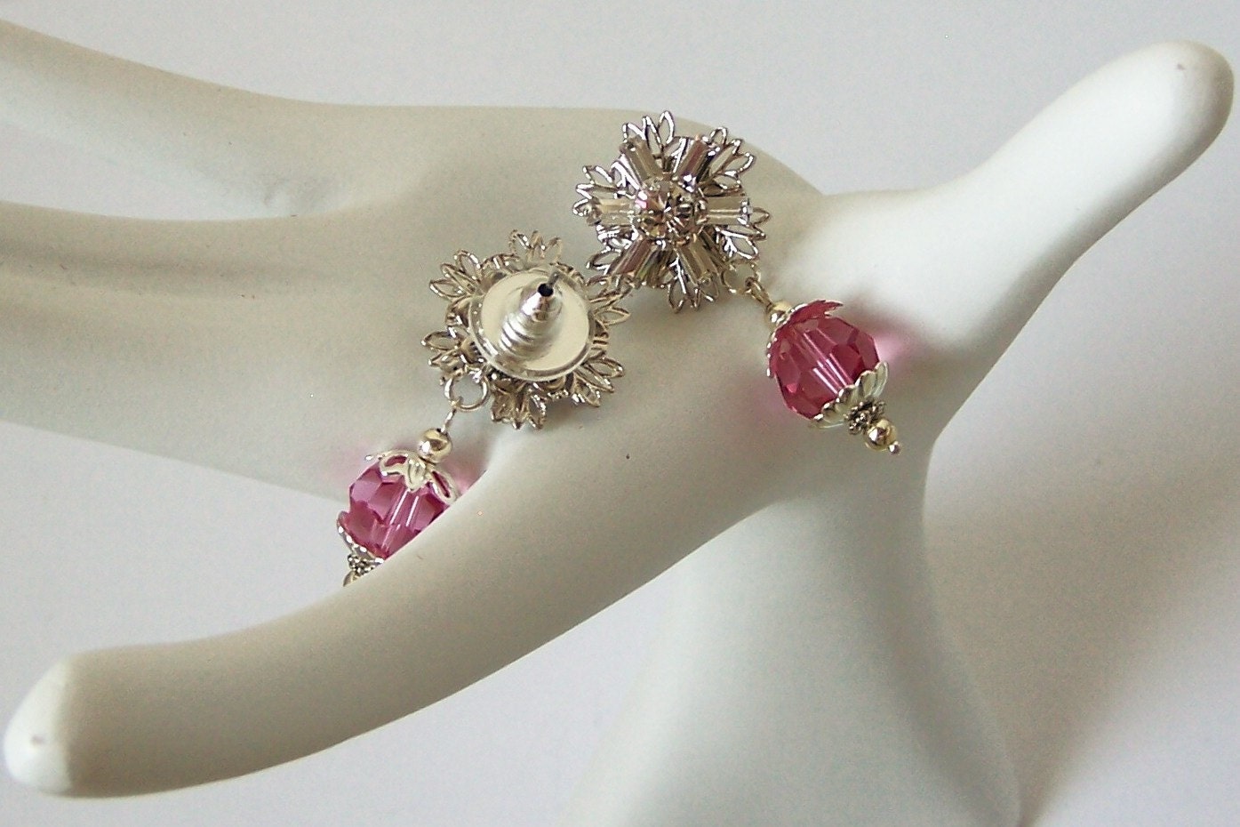 Swarovski, Crystal, Earrings, Rose, Pink, Retro, Vintage Inspired