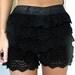 Black Mini Shorts Crochet Lace Glitter Elastic Waistband Floral Bodycon XS Low Rise Festival Goth Kawaii Ditsy Hippie Grunge Boho