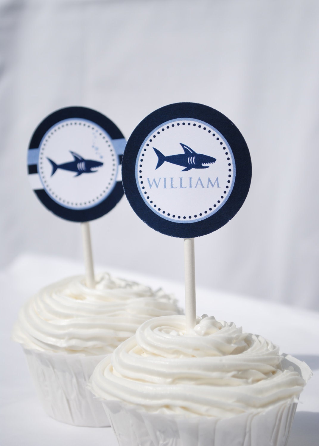 Shark Party Printable Cupcake Topper