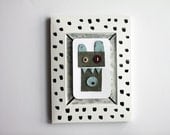 Blank Card, Envelope And DIY Frame: Hammer Rabbit Green Blue Leather