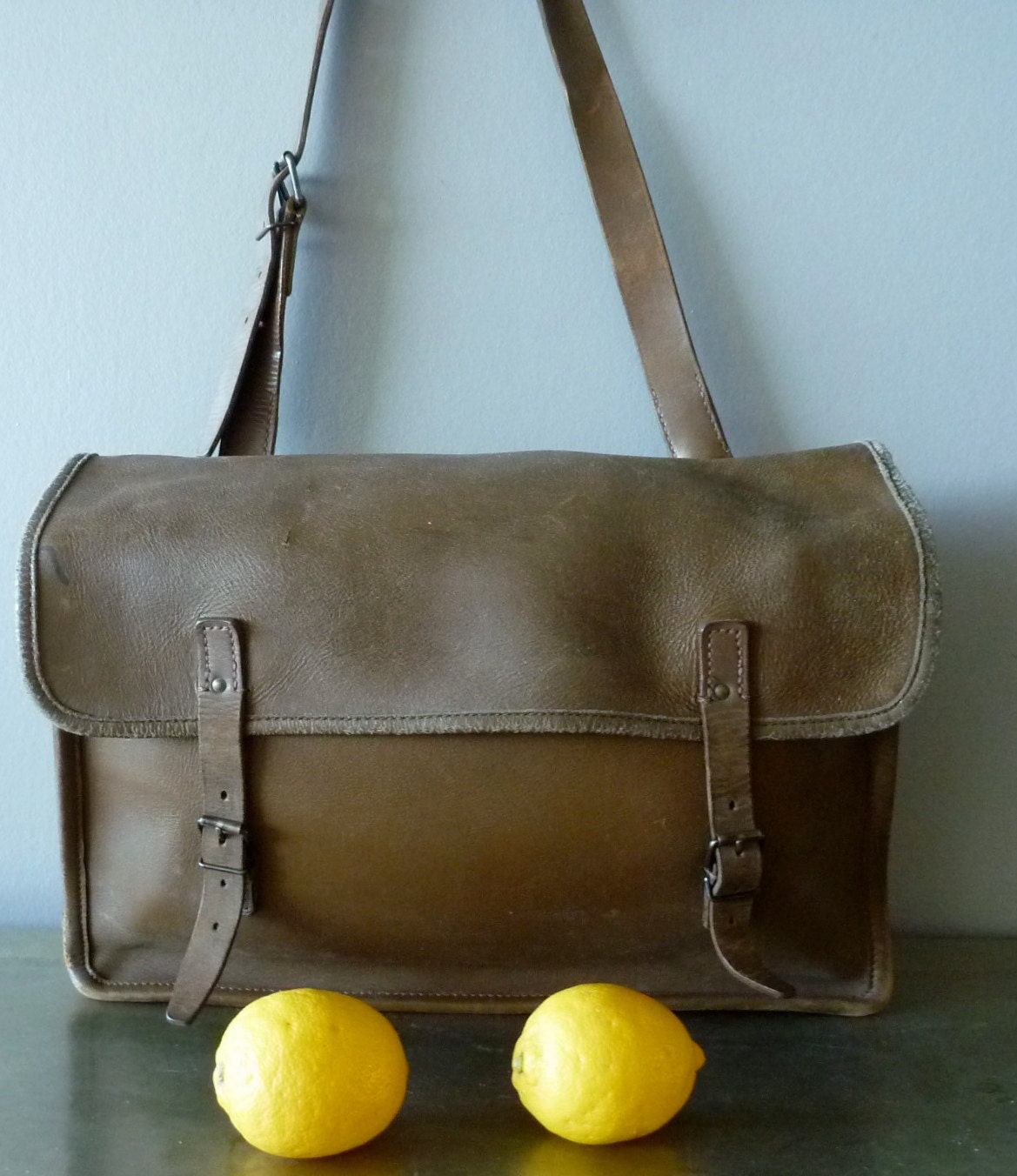 Vintage French La Poste large Mail Bag, Bike Bag, Leather
