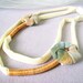 Jersey necklace fabric flowers copper spirals beads white - spring - OOAK handmade - ready to ship