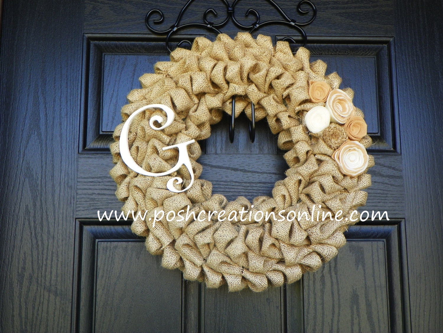Shabby Chic Burlap Bubble Wreath, Burlap Wreath,25x25, Burlap Ribbon Wreath, Tan Burlap Wreath, Year Round Wreath,