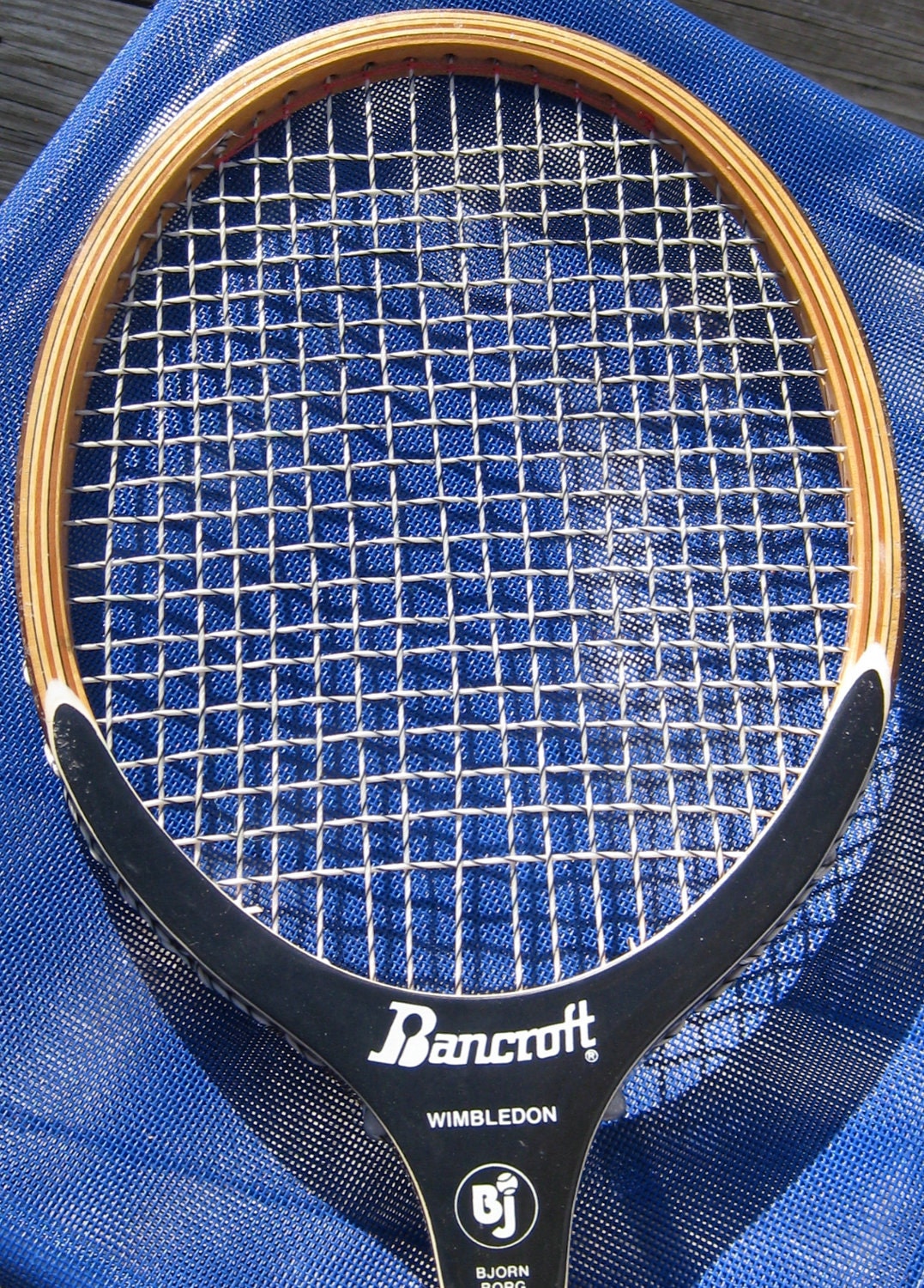 A Wooden Bancroft Wimbledon Bjorn Borg Tennis Racket - with Vintage Red Vinyl Cover from Carnaby Sporting Goods