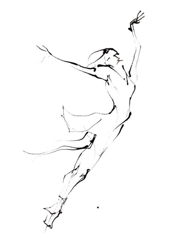 Dance Drawing Series Print Ballerina III A4 by CatarinaGDrawing