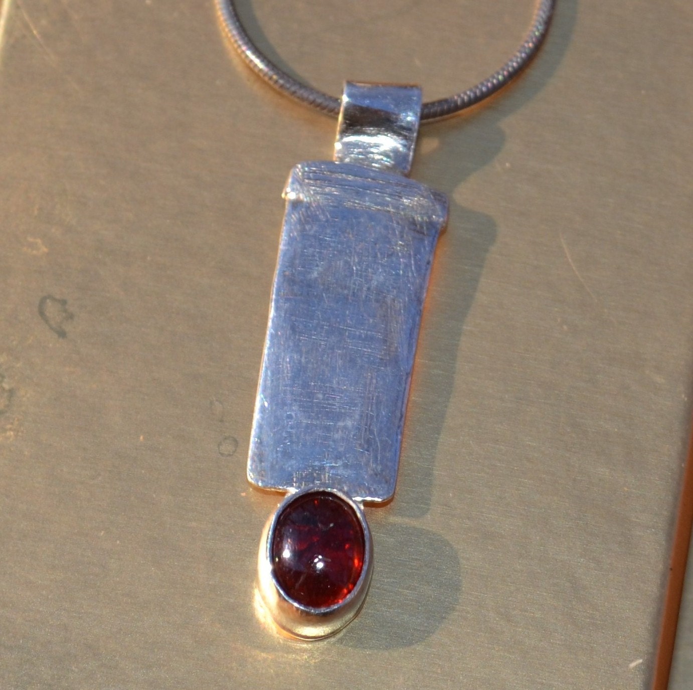 Garnet and Fine Silver Pendant Necklace