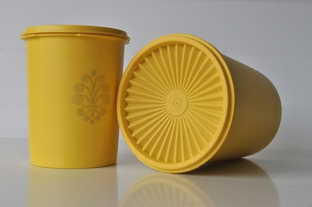 Yellow tupperware storage containers nesting set