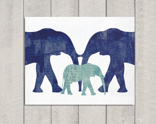Elephant Nursery Art Print - 8x10