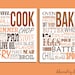 Kitchen Print Set - Cook and Bake Typography - 8x10