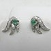Estate Vintage 1920's Emerald Diamond Earrings 14k white gold green posts pierced ears