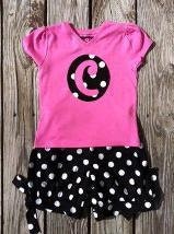 Girls personalized outfit. Initial shirt & bubble shorts set. Black white or any color polka dots. Children's clothing By EverythingSorella