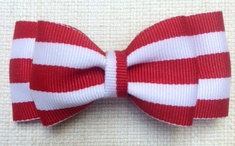 Red and White Striped Nautical Themed Double Hair bow for Women Children Rockabilly Scene Kawaii