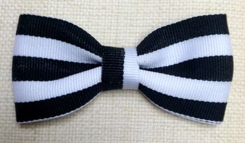 Rockabilly Black and White Striped Scene Hair Bow for Women and Children Jailhouse