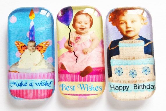 Birthday Magnets, Fridge Magnets, Happy Birthday, Birthday Gift, Glass Magnets, Party Favor