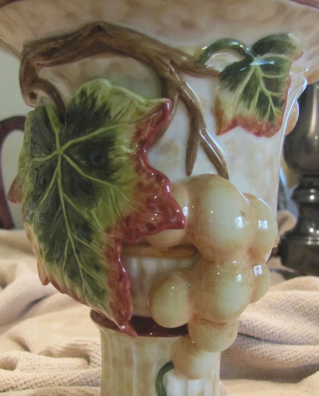 Vintage Fitz And Floyd Large Pillar Candle Holder Venetian Romance