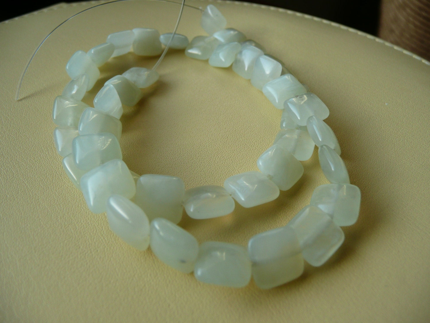 Light Mint Green Jade Chiclets - 9mm Square - 13 inch strand