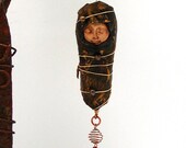 Madrigal Spirit Faith Chrysalis Black and Gold with Copper Tag and Freshwater Pearls - 201204TC123