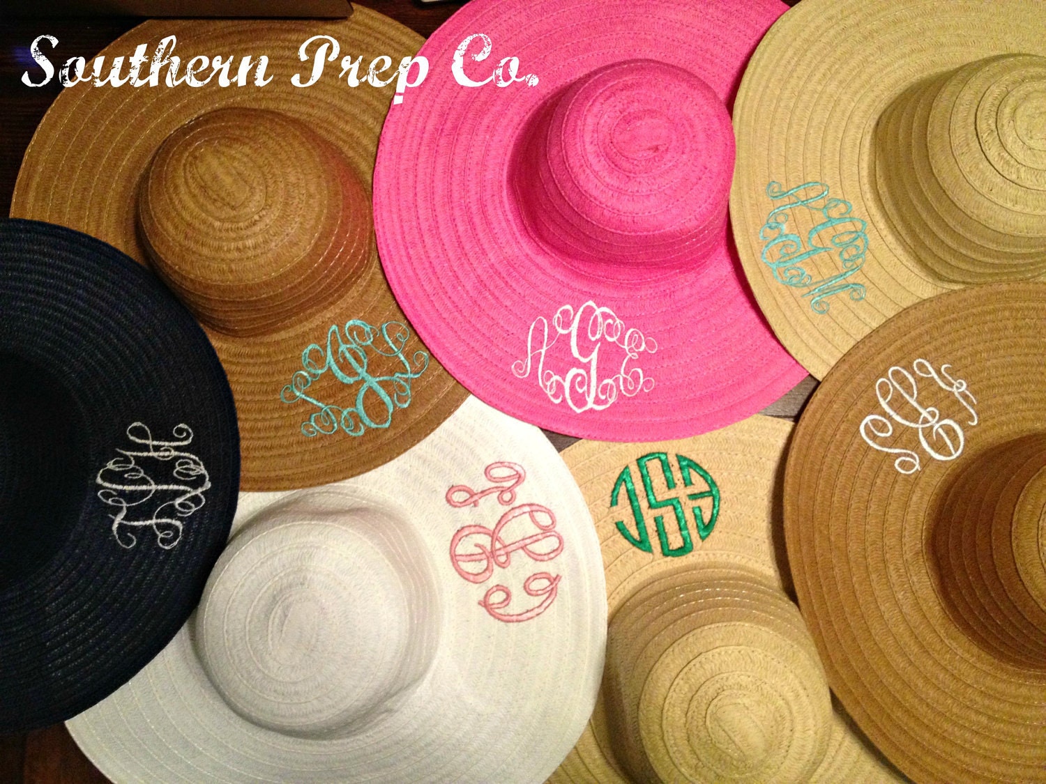 New Colors Custom Monogrammed Wide Brim Hat