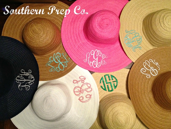 New Colors Custom Monogrammed Wide Brim Hat