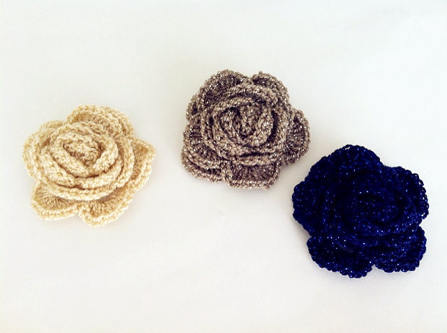 Crochet Rose Lace Rose Brooch/Pin