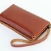 Leather iPhone wallet case with mini zipper in caramel brown (For iPhone4/4s)